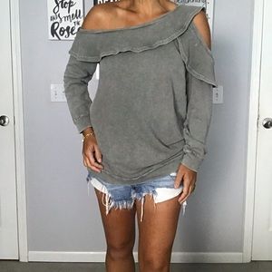 Distressed Off the Shoulder Top Small